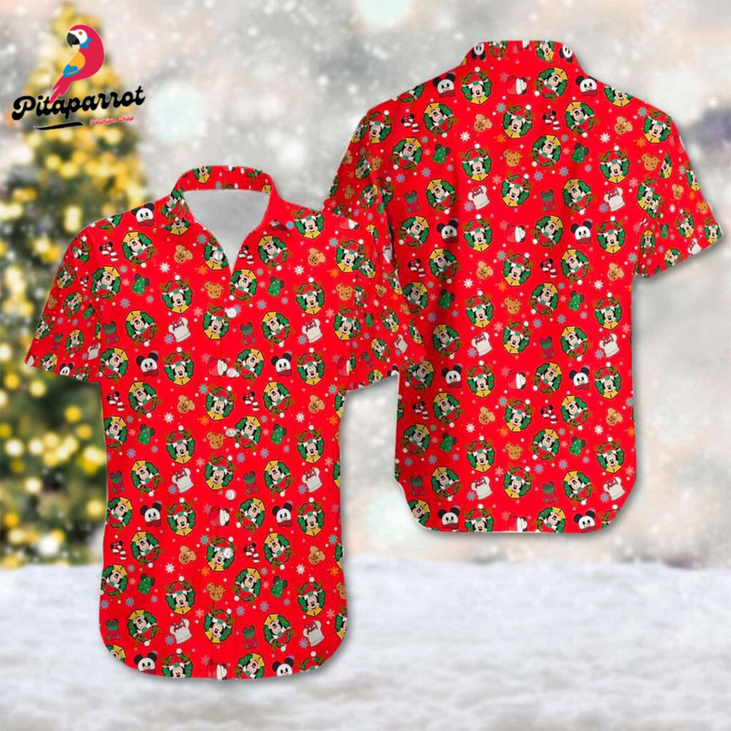 Mickey & Minnie Christmas Hawaiian Shirts: Cartoon Xmas Party Button Up Magic Kingdom Holiday Mickey & Minnie Christmas Hawaiian Shirts: Cartoon Xmas Party Button Up Magic Kingdom Holiday