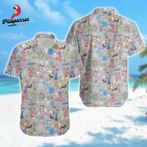 Mickey Mouse Epcot Magic Kingdom Hawaiian Shirt Cartoon Symbols Button Up for Figment Birthday Gift