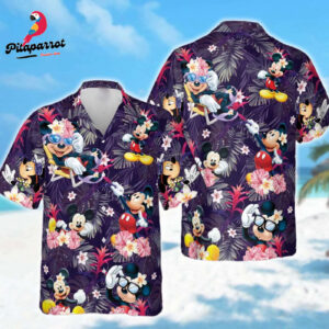 Mickey Mouse Floral Hawaiian Shirt - Perfect Summer Trip Family Aloha Beach Shirt & Cartoon Lover Gift