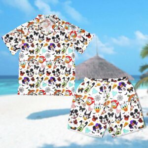 Mickey Mouse Halloween Hawaiian Shirt Minnie Goofy Donald Button Up Tee – Trick or Treat Magic Kingdom Hawaii Shirt