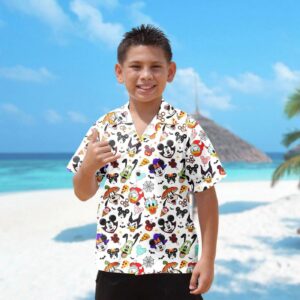 Mickey Mouse Halloween Hawaiian Shirt Minnie Goofy Donald Trick or Treat Button Up Magic Kingdom Tee