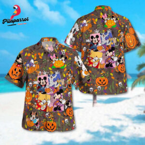 Mickey Mouse Halloween Hawaiian Shirt Minnie Mouse Goofy Donald Hawaii Shirt Halloween Party Gift Magic Kingdom Pumpkin