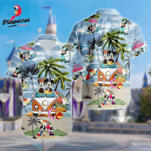 Mickey Mouse Hawaiian Trip Shirt - Couple Character Beach Party Button Up - Cartoon Hawaii Gift