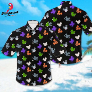 Mickey Mouse Head Hawaiian Shirt - Halloween & Summer Trip All Over Print Button Up