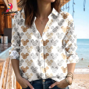 Mickey Mouse Linen Shirt - Casual Cartoon Women s Blouse for Magic Kingdom Summer Trip Gift