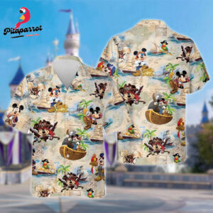 Mickey Mouse Pirate Hawaiian Shirt - Cruise Vacation Cartoon Character Button Down