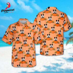 Mickey Mouse Pumpkin Hawaii Shirt Halloween Hawaiian Horror Button Up Magic Kingdom Gift