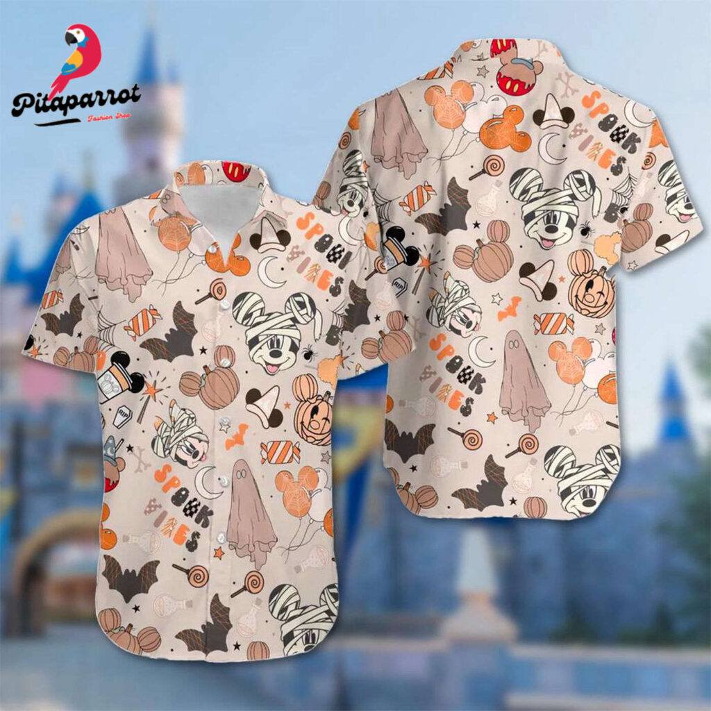 Mickey Mouse Spook Vibes Hawaiian Shirt – Halloween Night Icons All Over Print Button Up Mickey Mouse Spook Vibes Hawaiian Shirt – Halloween Night Icons All Over Print Button Up