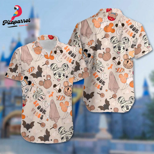 Mickey Mouse Spook Vibes Hawaiian Shirt – Halloween Night Icons All Over Print Button Up