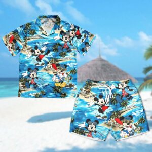 Mickey Mouse Summer Beach Hawaiian Shirt – Funny Mouse Hawaii Swim Shirt for Beach Trip Parties