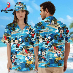 Mickey Mouse Summer Beach Hawaiian Shirt - Funny Mouse Hawaii Swim Shirt for Beach Trip Parties