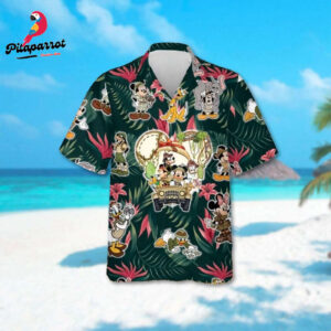 Mickey Safari Hawaiian Shirt - Tropical Hawaii Aloha Zoo Button Up