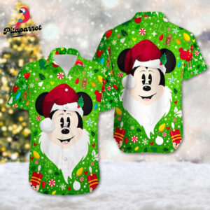 Mickey Santa Claus Christmas Hawaiian Shirt - Festive Xmas Party Button Up