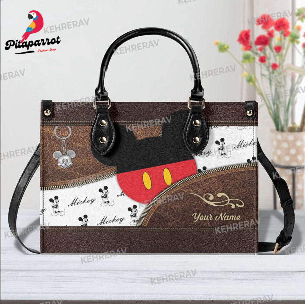 Mickey Symbol Leather Handbag for Women – Custom Handmade Vintage Purse Mickey Symbol Leather Handbag for Women – Custom Handmade Vintage Purse
