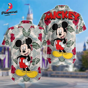 Mickey Tropical Flower Hawaiian Shirt - Funny Mouse Summer Vacation Button Up - Hawaii Gift for Family