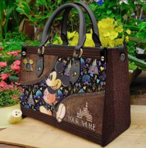 Mickey Vintage Leather Handbag – Custom Name Personalized Woman Bag