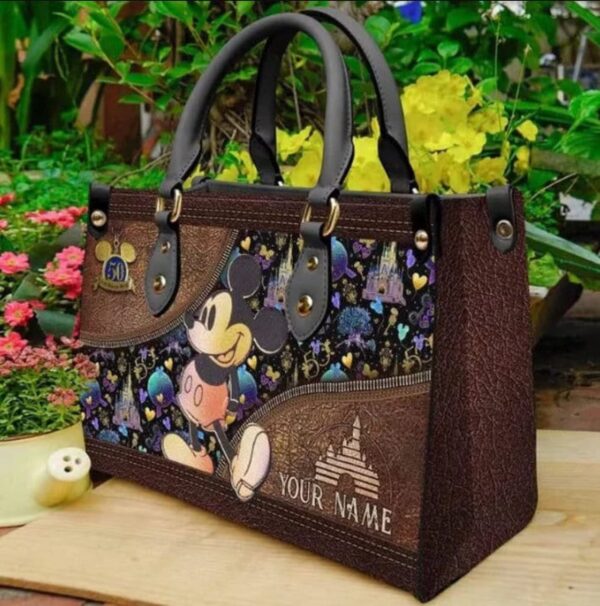 Mickey Vintage Leather Handbag – Custom Name Personalized Woman Bag