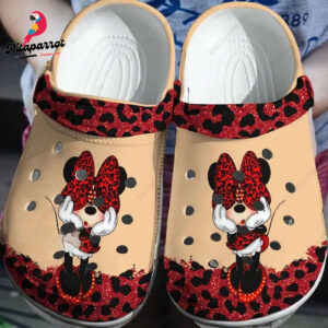 Minnie Luxury Icon Leopart Pattern Red Clogs For Kids And Adults