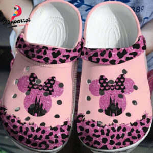 Minnie Luxury Icon Leopart Pattern Violet Clogs For Kids And Adults