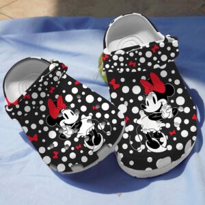 Minnie Mouse Black With White Polka Dots Clogs For Kids & Adults