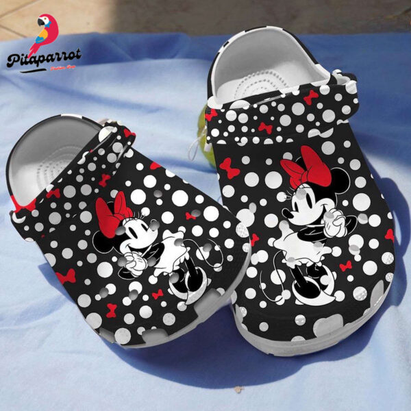 Minnie Mouse Black With White Polka Dots Clogs For Kids & Adults