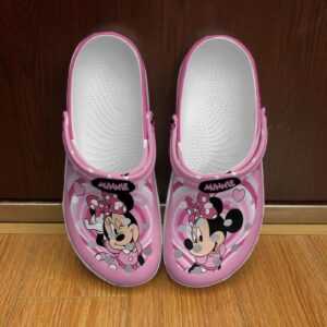 Minnie Mouse Heart Round Pink Black Disney Graphic Cartoon Unisex Clogs Clogs Clogband Shoes