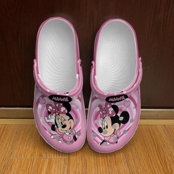 Minnie Mouse Heart Round Pink Black Disney Graphic Cartoon Unisex Clogs Clogs Clogband Shoes