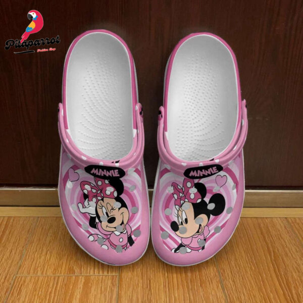 Minnie Mouse Heart Round Pink Black Disney Graphic Cartoon Unisex Clogs Clogs Clogband Shoes