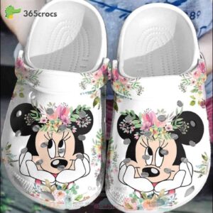 Minnie Mouse With FlowersClogs-Shoes Clog Shoes