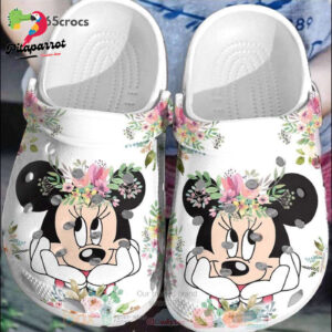 Minnie Mouse With FlowersClogs-Shoes Clog Shoes