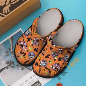 Orange Minnie And Mickey Mouse Couple Boo HalloweenClogs-Shoes-Slippers Classic Clog Shoes