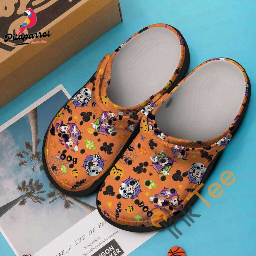 Orange Minnie And Mickey Mouse Couple Boo HalloweenClogs-Shoes-Slippers Classic Clog Shoes Orange Minnie And Mickey Mouse Couple Boo HalloweenClogs-Shoes-Slippers Classic Clog Shoes