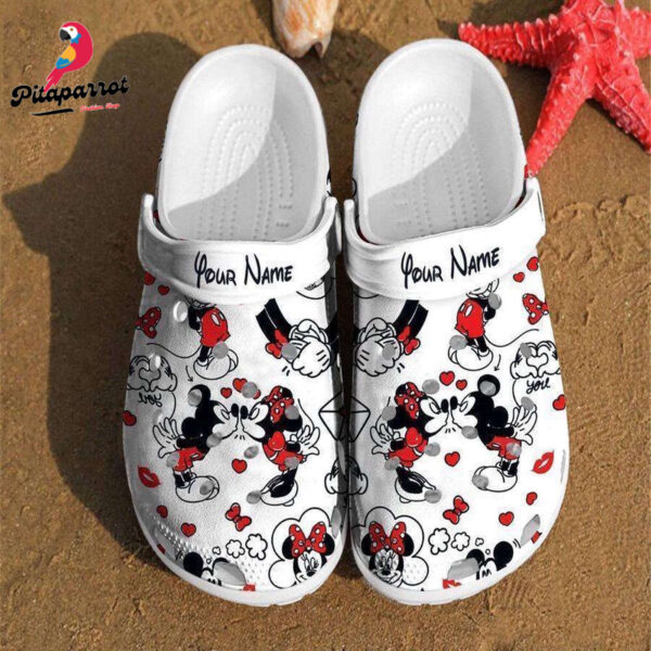 Personalized Mickey And Minnie Kiss Disney Custom Couple MouseClogs-Shoes Clog Shoes