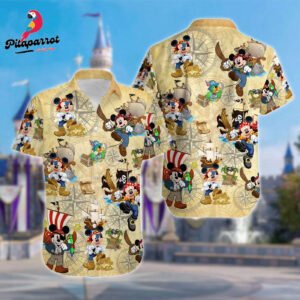 Pirates Mickey Mouse Hawaiian Shirt - Funny Family Beach Pirate Button Down