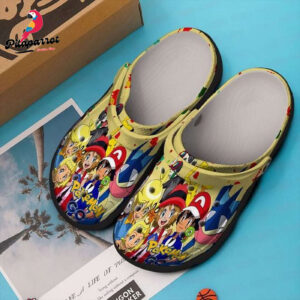 Pokemon Cartoon Characters PatternCrocs-Shoes Classic Clogs Shoes In Yellow