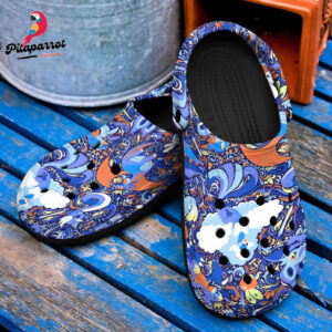 Pokemon Dragon Anime PatternCrocs-Shoes Classic Clogs Shoes In Blue