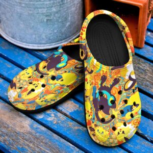 Pokemon Electric Anime PatternCrocs-Shoes Classic Clogs Shoes In Yellow