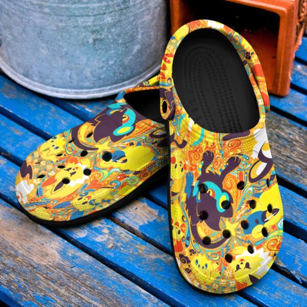 Pokemon Electric Anime PatternCrocs-Shoes Classic Clogs Shoes In Yellow