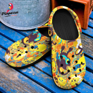 Pokemon Electric Anime PatternCrocs-Shoes Classic Clogs Shoes In Yellow