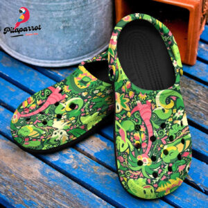 Pokemon Grass Anime PatternCrocs-Shoes Classic Clogs Shoes In Green