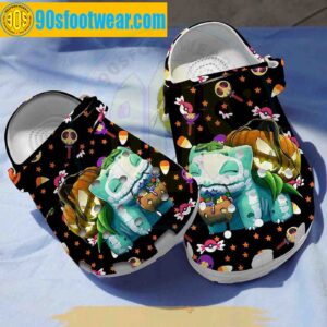 Pokemon Halloween Crocs Skeleton Bulbasaur Pokemon Classic Clogs