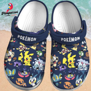 Pokemon Stickers Icon PatternCrocs-Shoes Classic Clogs Shoes In Dark Blue
