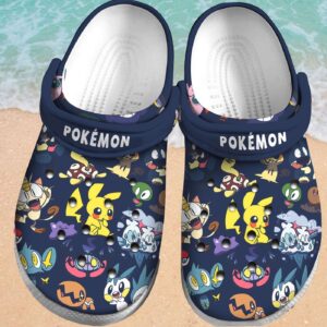 Pokemon Stickers Icon PatternCrocs-Shoes Classic Clogs Shoes In Dark Blue 3