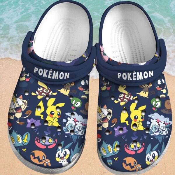 Pokemon Stickers Icon PatternCrocs-Shoes Classic Clogs Shoes In Dark Blue