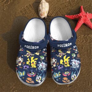 Pokemon Stickers PatternCrocs-Shoes Classic Clogs Shoes In Dark Blue