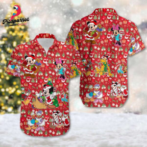 Santa Mickey Christmas Hawaiian Shirt - Mickey & Friends Xmas Button Up Magic Kingdom Shirt