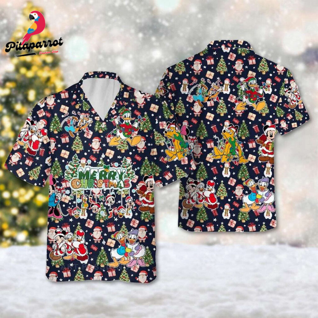 Santa Mickey Mouse Christmas Hawaiian Shirt – Mickey & Minnie Xmas Magic Kingdom Shirt Santa Mickey Mouse Christmas Hawaiian Shirt – Mickey & Minnie Xmas Magic Kingdom Shirt