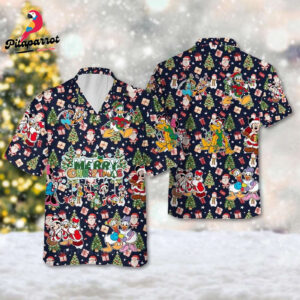 Santa Mickey Mouse Christmas Hawaiian Shirt - Mickey & Minnie Xmas Magic Kingdom Shirt