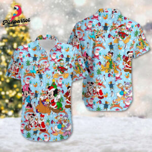 Santa Mickey Mouse Christmas Hawaiian Shirt Mickey & Friends Hawaii Tee Minnie Mouse Goofy Donald Xmas Gift