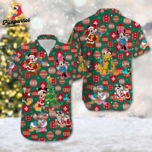 Christmas Hawaiian Shirt with Santa Mickey & Friends Xmas Magic Kingdom Design